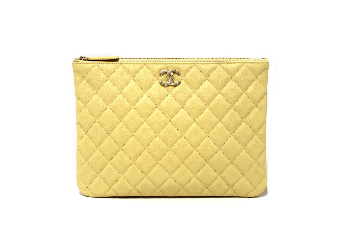 New Chanel Yellow Caviar Leather Classic Zipped O C | Havik Shop.com - Now at Havik Shop.com