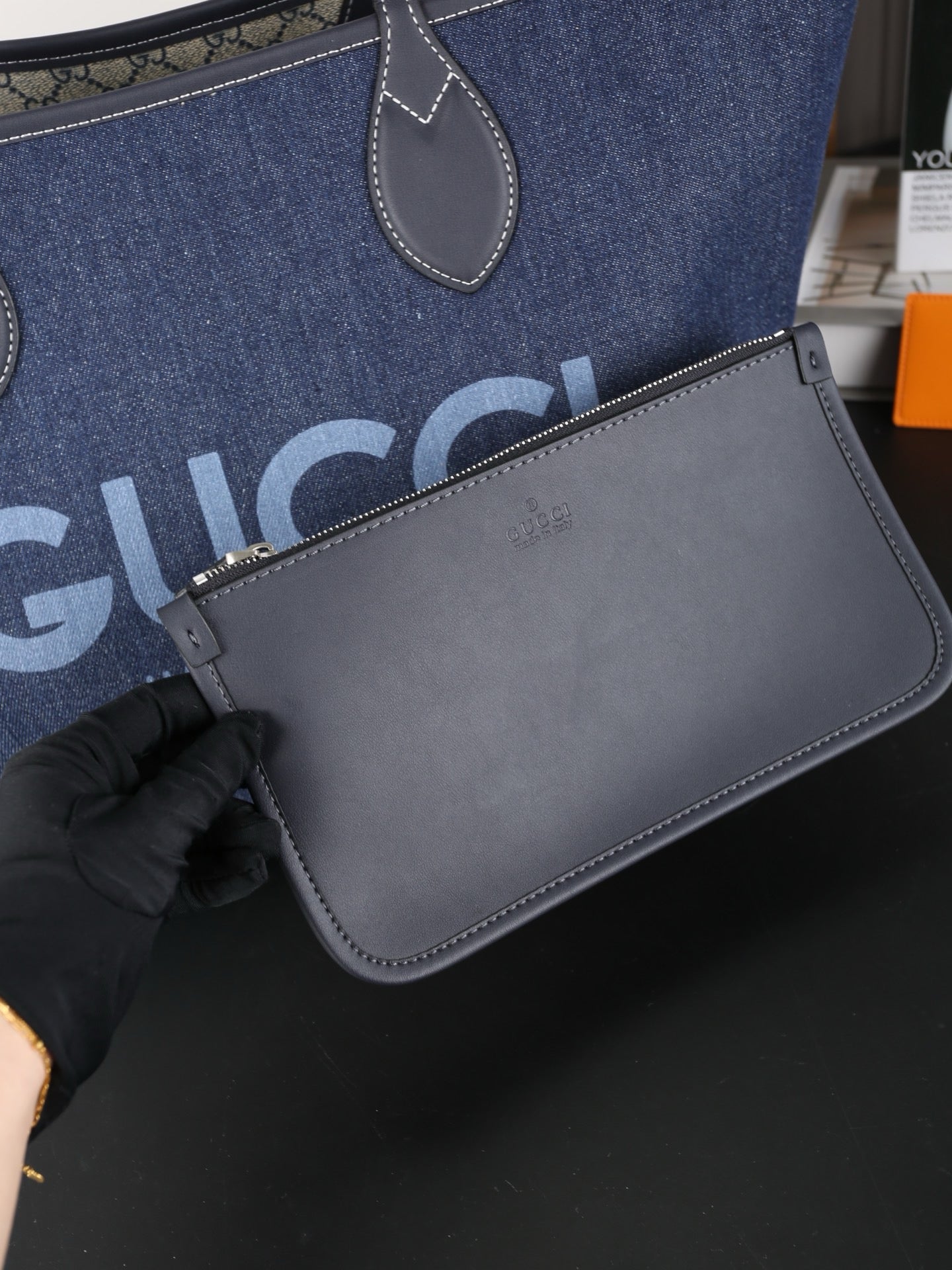 GC717 Gucci Totissima Large Reversible Tote Bag / 11"W x 10.6"H x 10.6"D