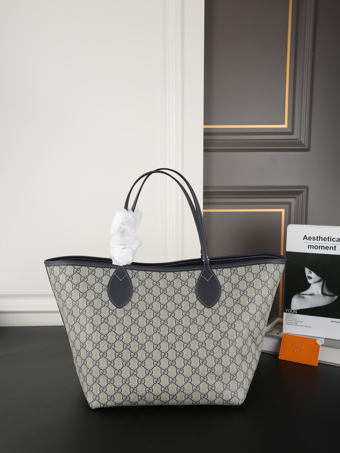 GC717 Gucci Totissima Large Reversible Tote Bag / 11"W x 10.6"H x 10.6"D