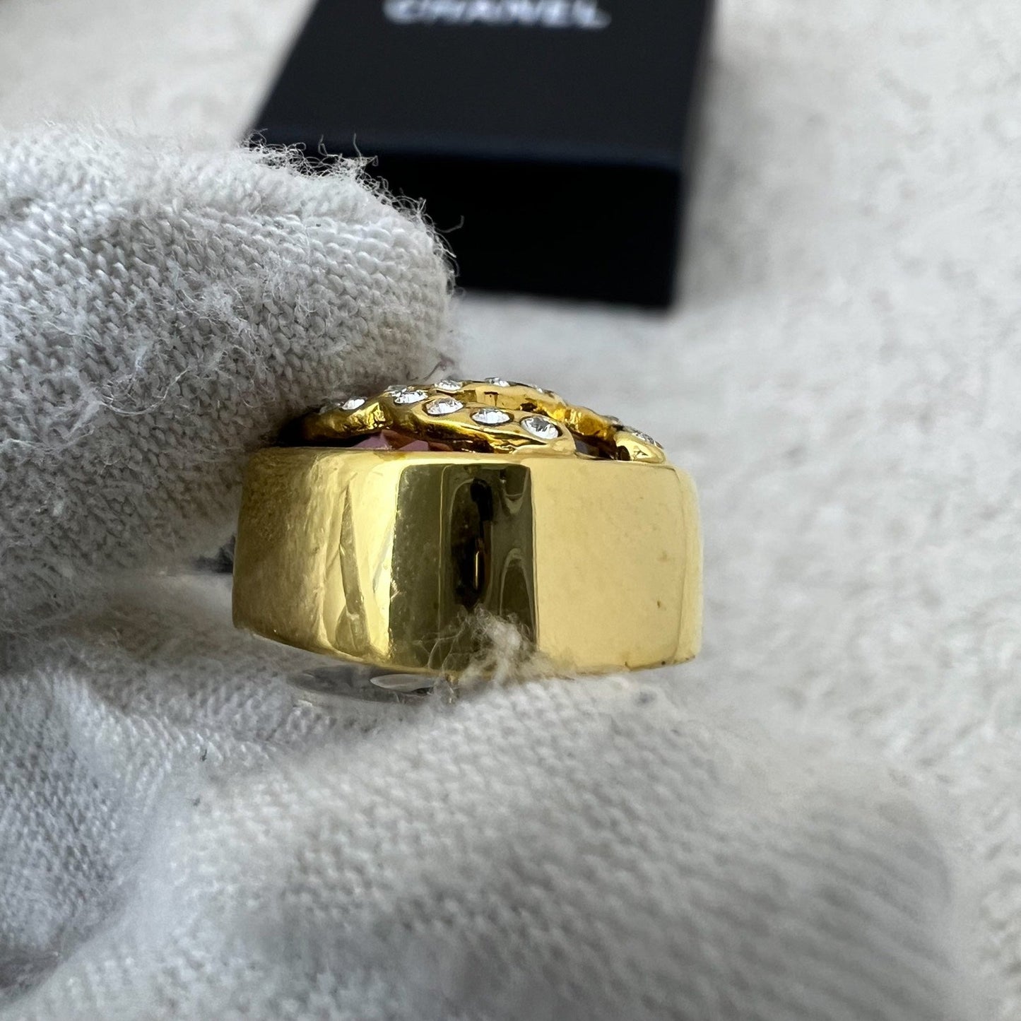 Chanel Pink Square Resin and Diamantés CC Logo Earrings in GHW