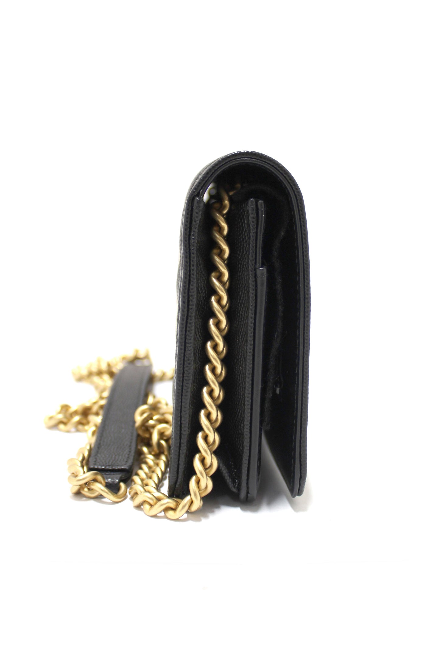 Chanel Black Caviar Quilted Leather Boy Wallet On Chain WOC