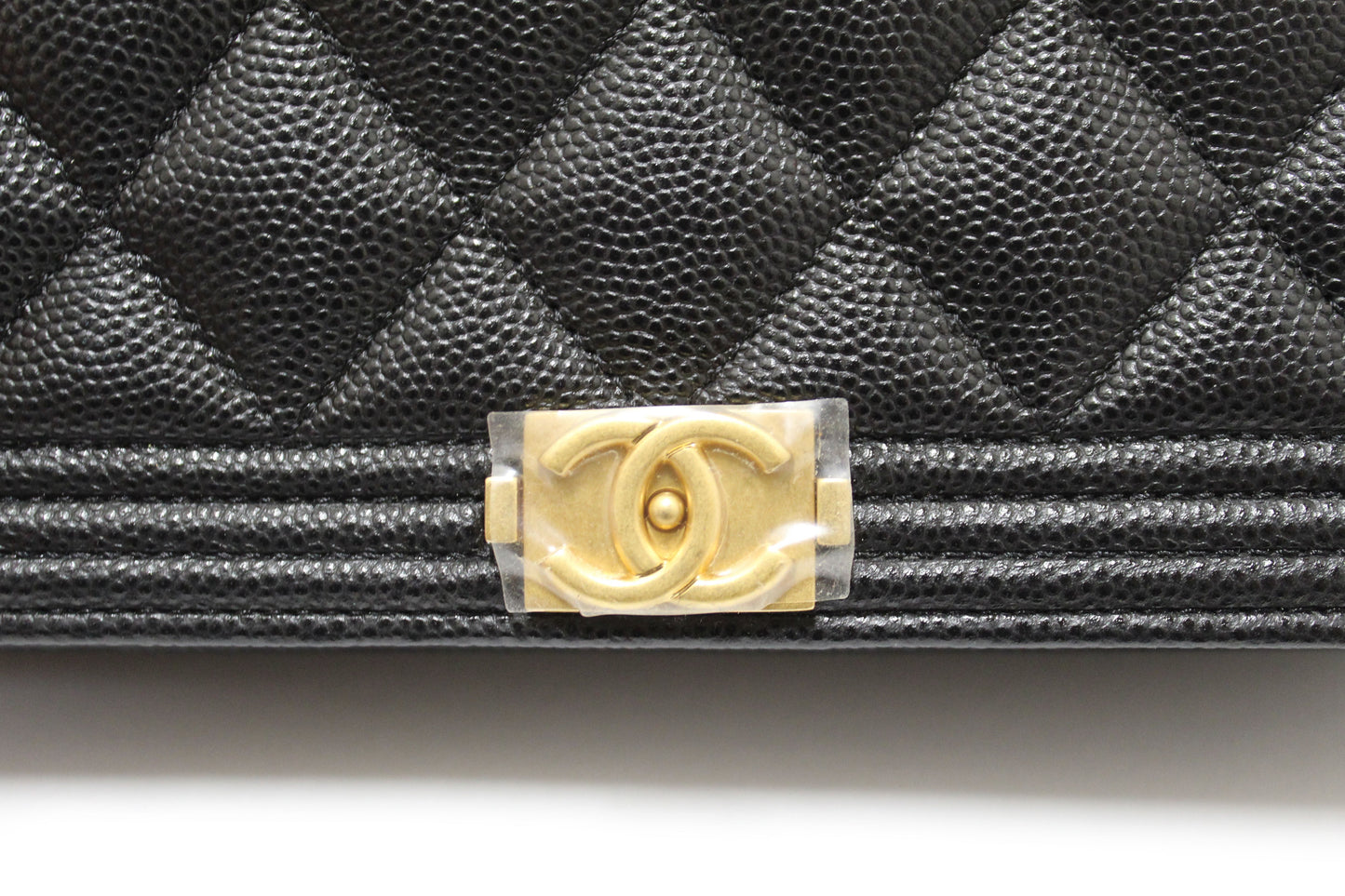 Chanel Black Caviar Quilted Leather Boy Wallet On Chain WOC