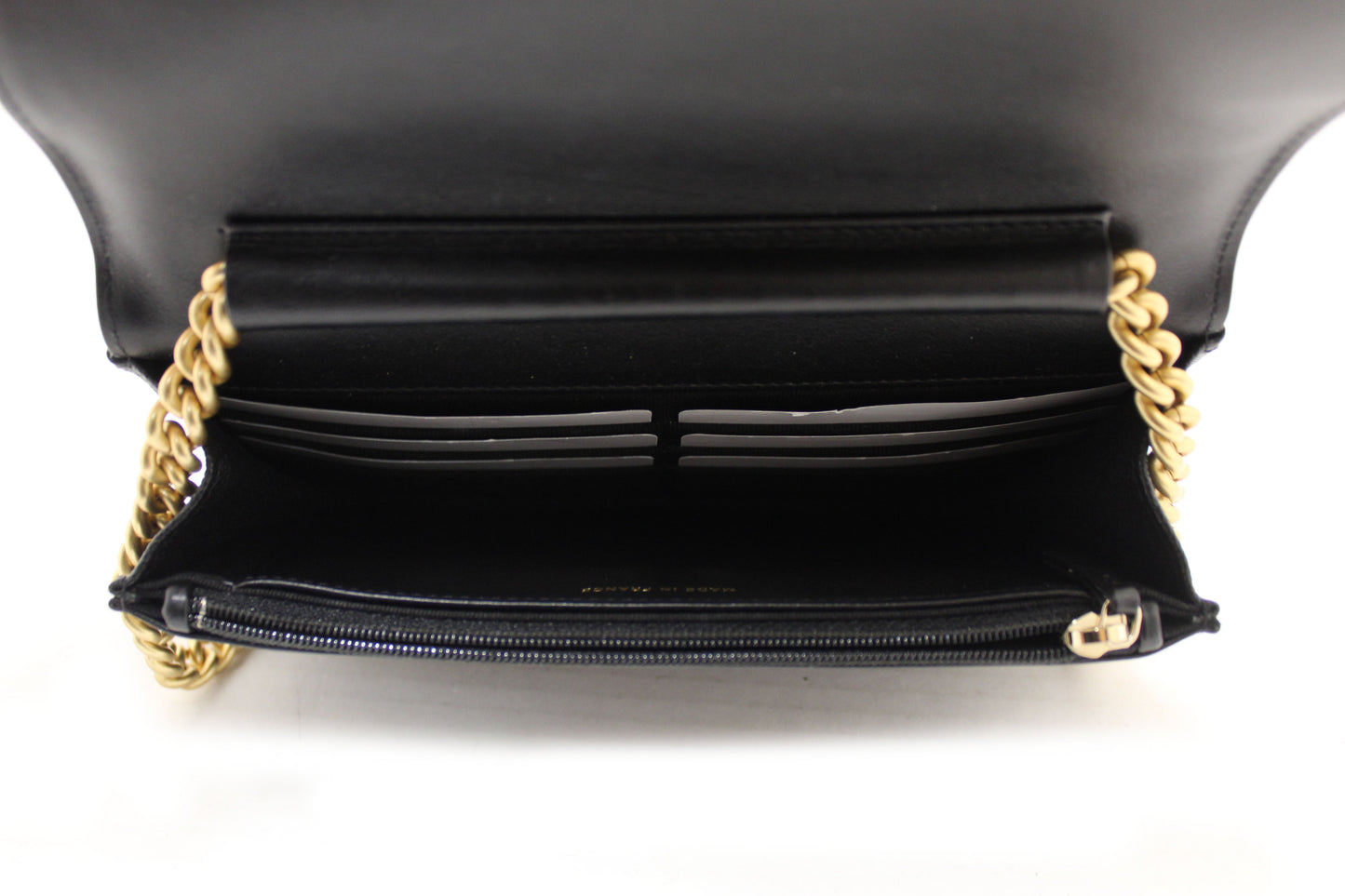 Chanel Black Caviar Quilted Leather Boy Wallet On Chain WOC