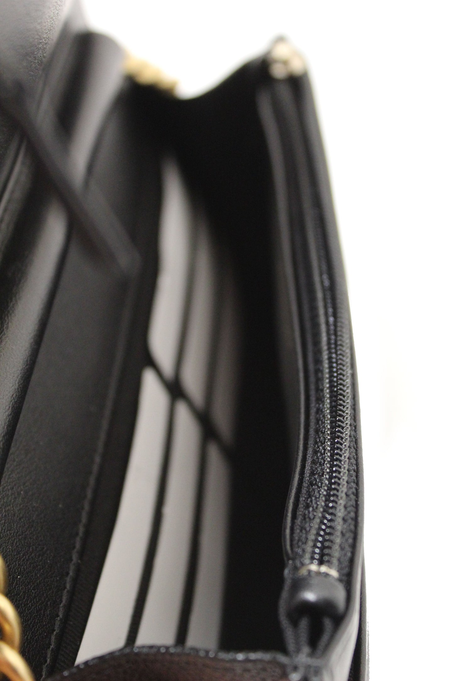 Chanel Black Caviar Quilted Leather Boy Wallet On Chain WOC