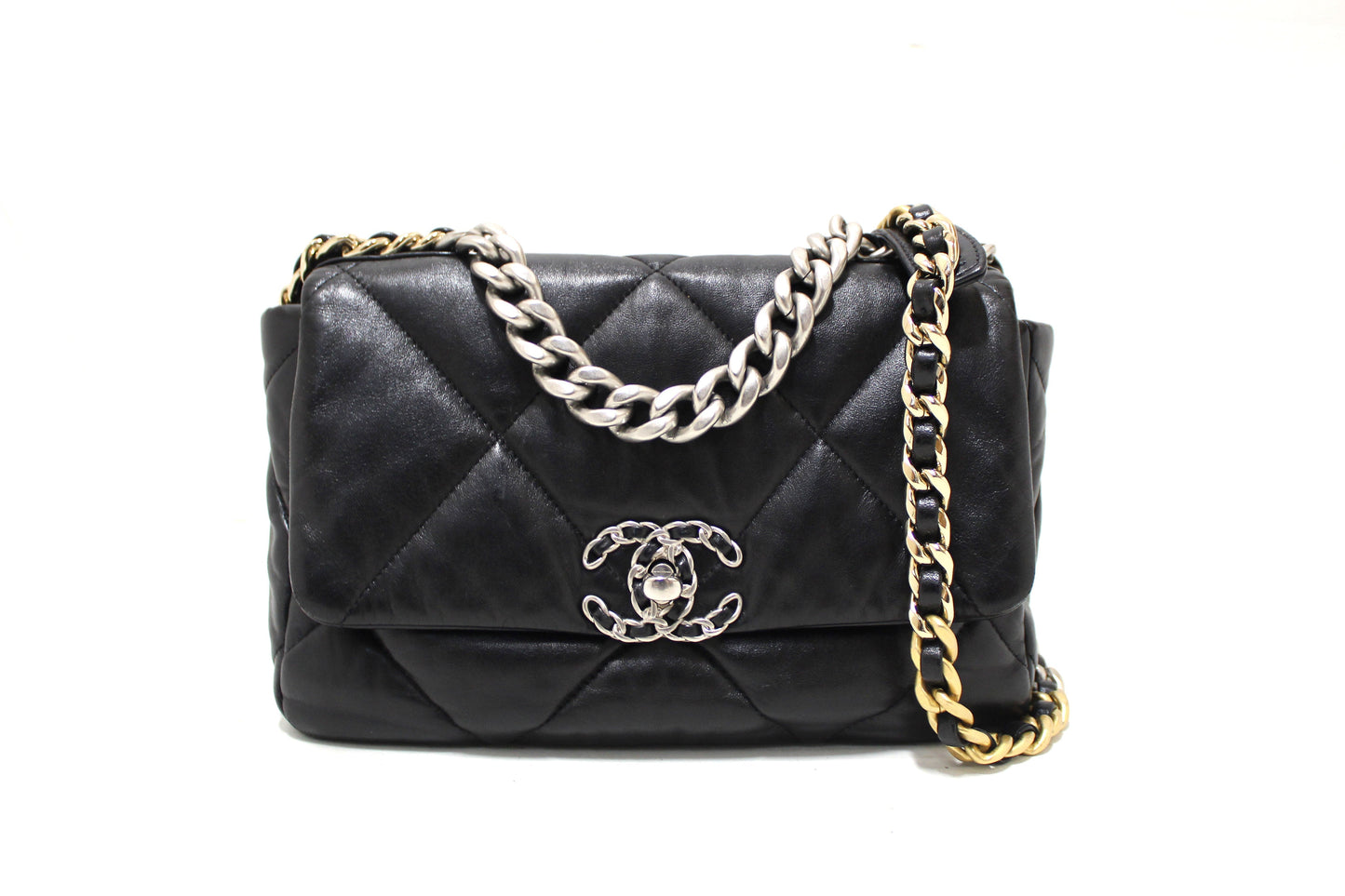 Chanel 19 Medium Black Quilted Lambskin Leather Shoulder Crossb | Havik Shop.com - Shop Now at Havik Shop.com