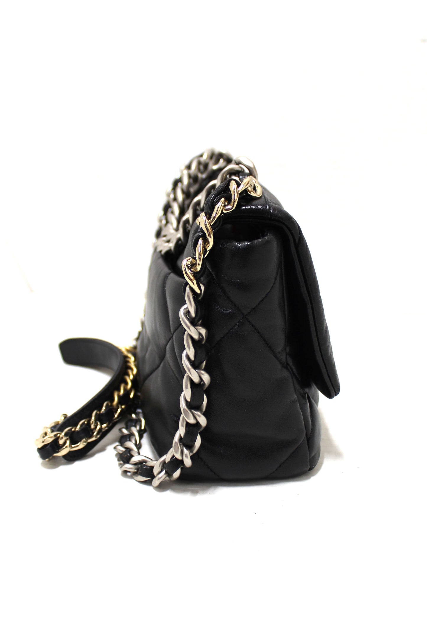 Chanel 19 Medium Black Quilted Lambskin Leather Shoulder Crossbody Bag