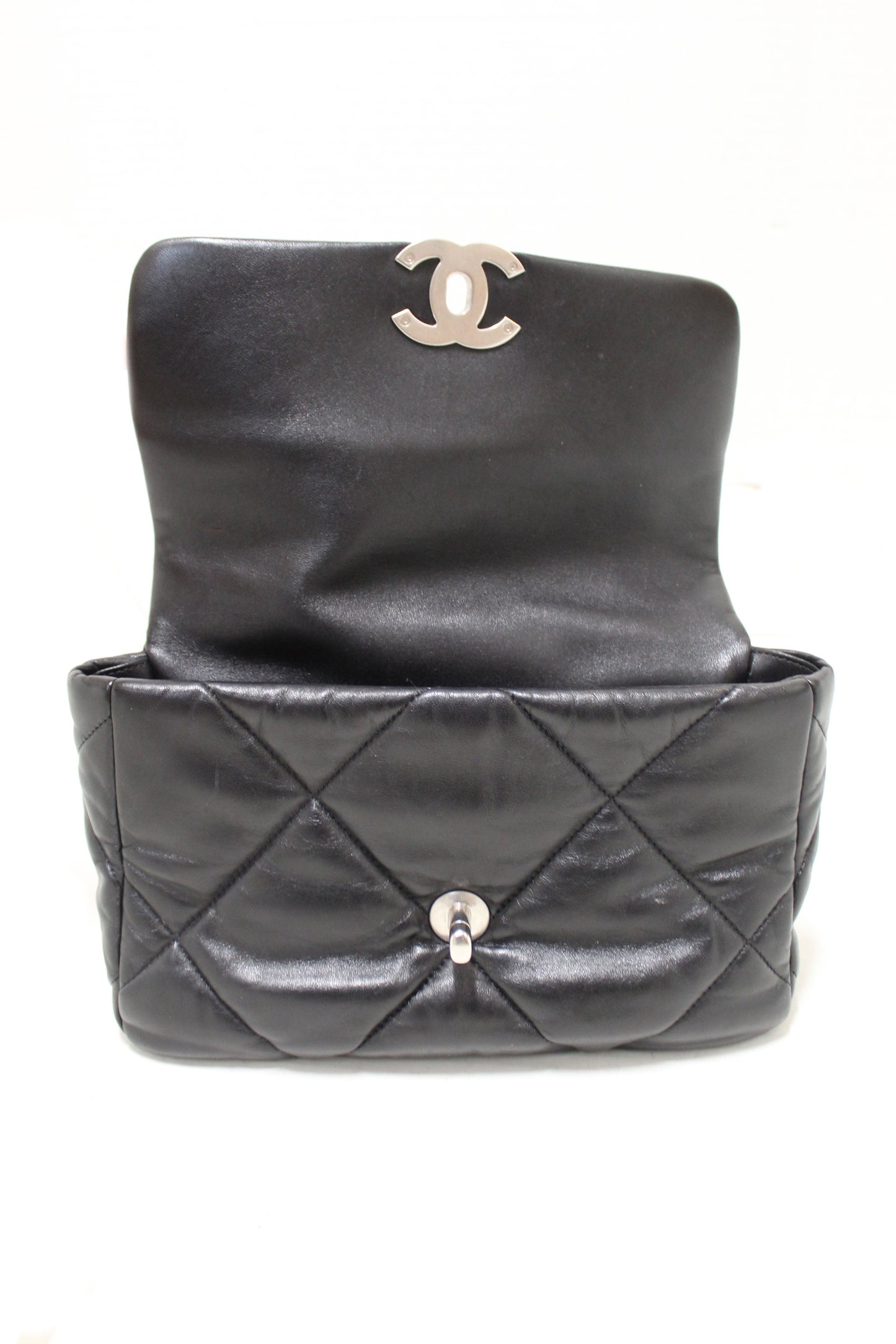 Chanel 19 Medium Black Quilted Lambskin Leather Shoulder Crossbody Bag
