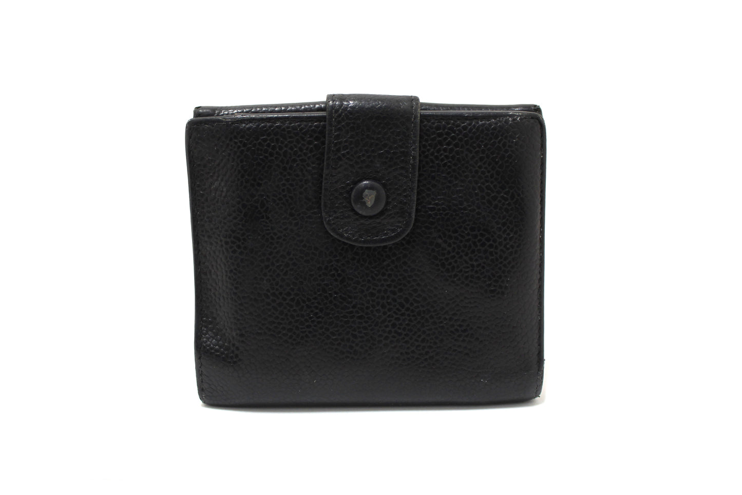 Vintage Chanel Black Caviar Leather Timeless CC Small Wallet