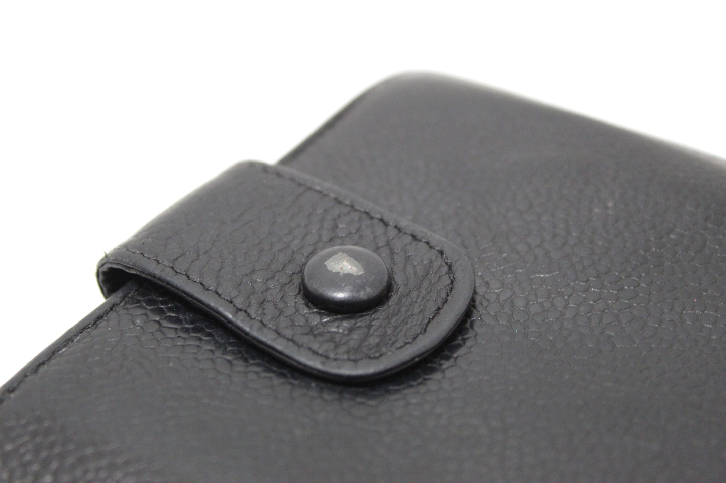 Vintage Chanel Black Caviar Leather Timeless CC Small Wallet