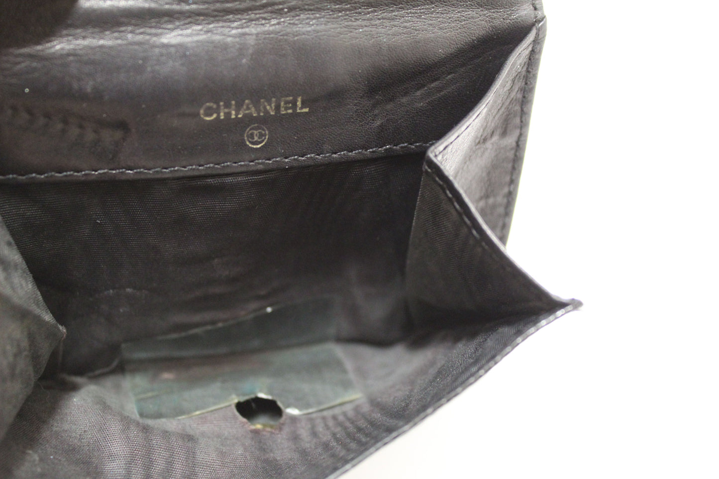 Vintage Chanel Black Caviar Leather Timeless CC Small Wallet