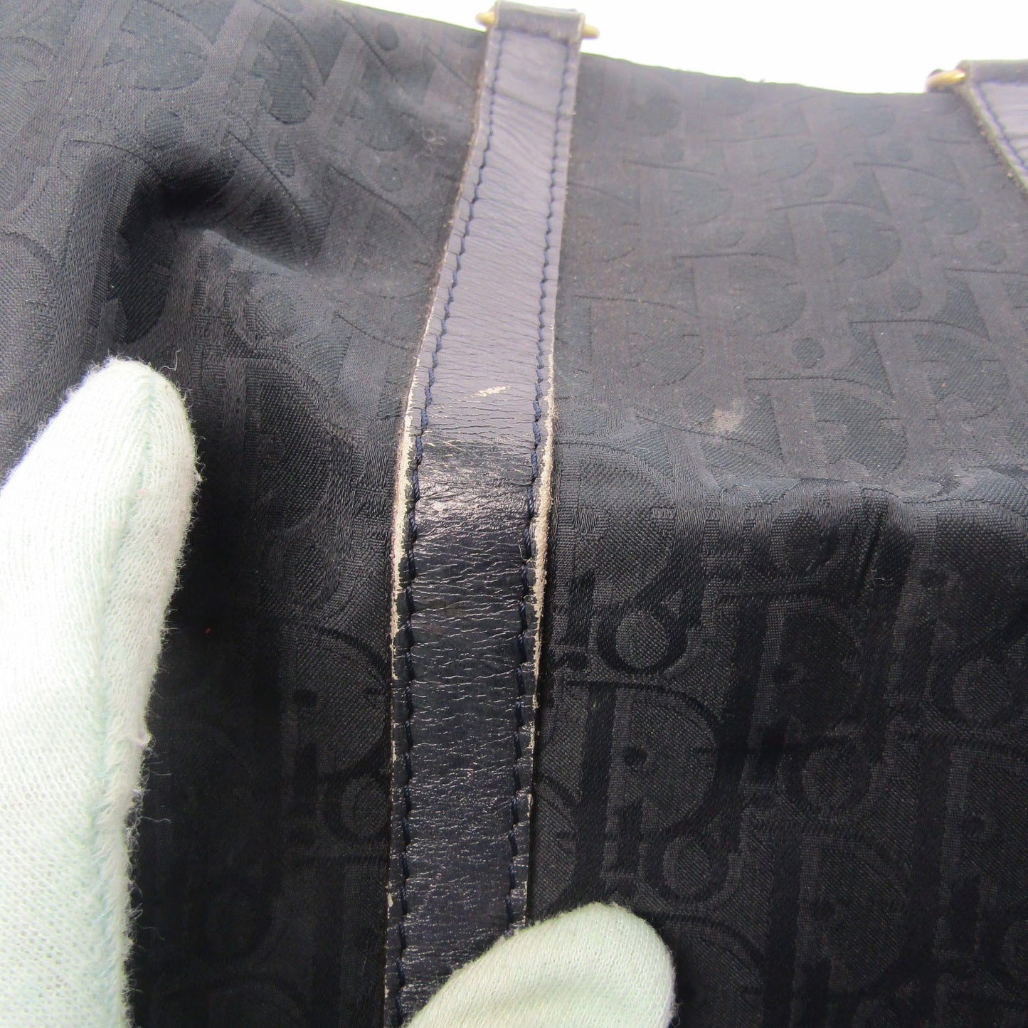 CHRISTIAN DIOR Bowling Handbag in Blue Fabric