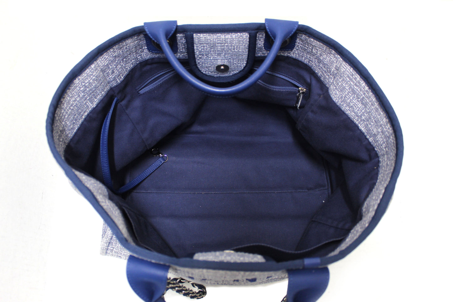 Chanel Blue Tweed Maxi Deauville Shopping Tote