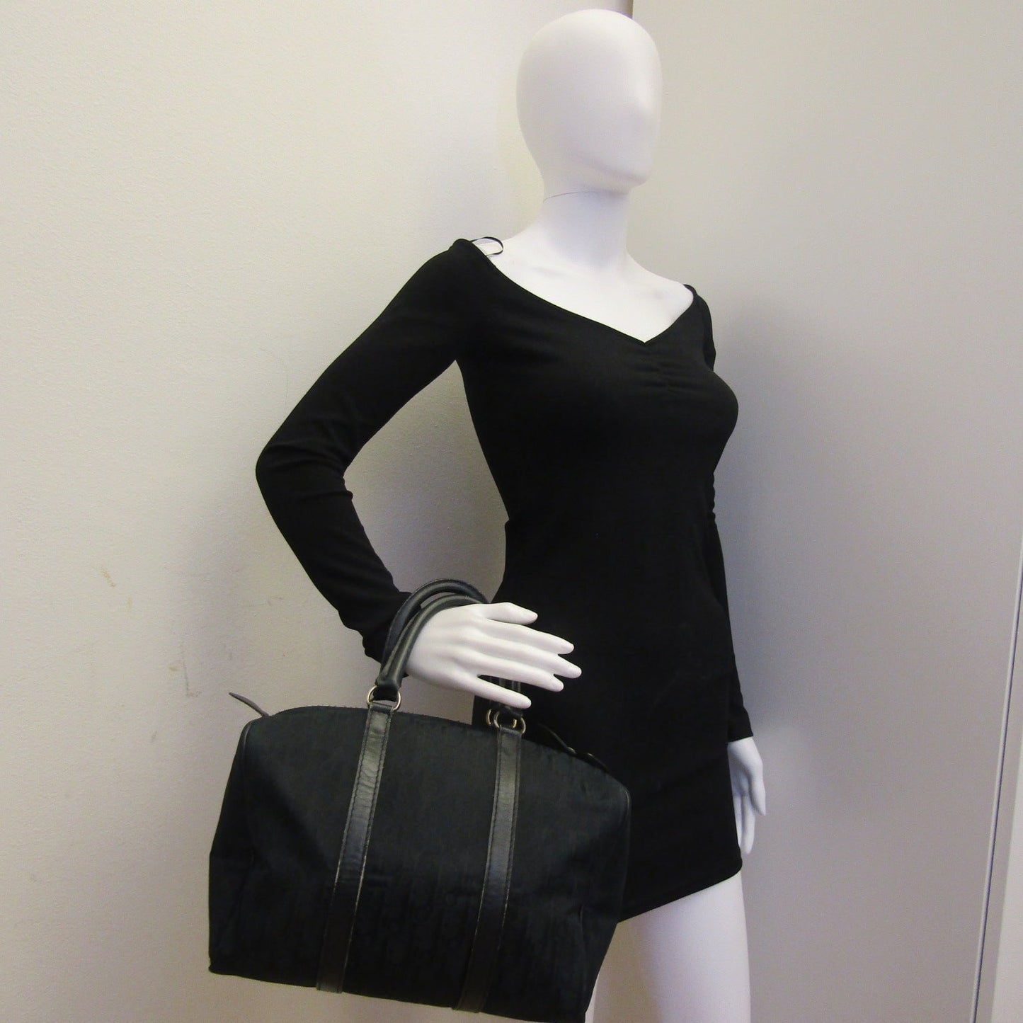 CHRISTIAN DIOR Bowling Handbag in Blue Fabric