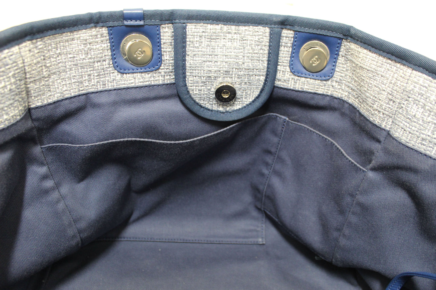 Chanel Blue Tweed Maxi Deauville Shopping Tote