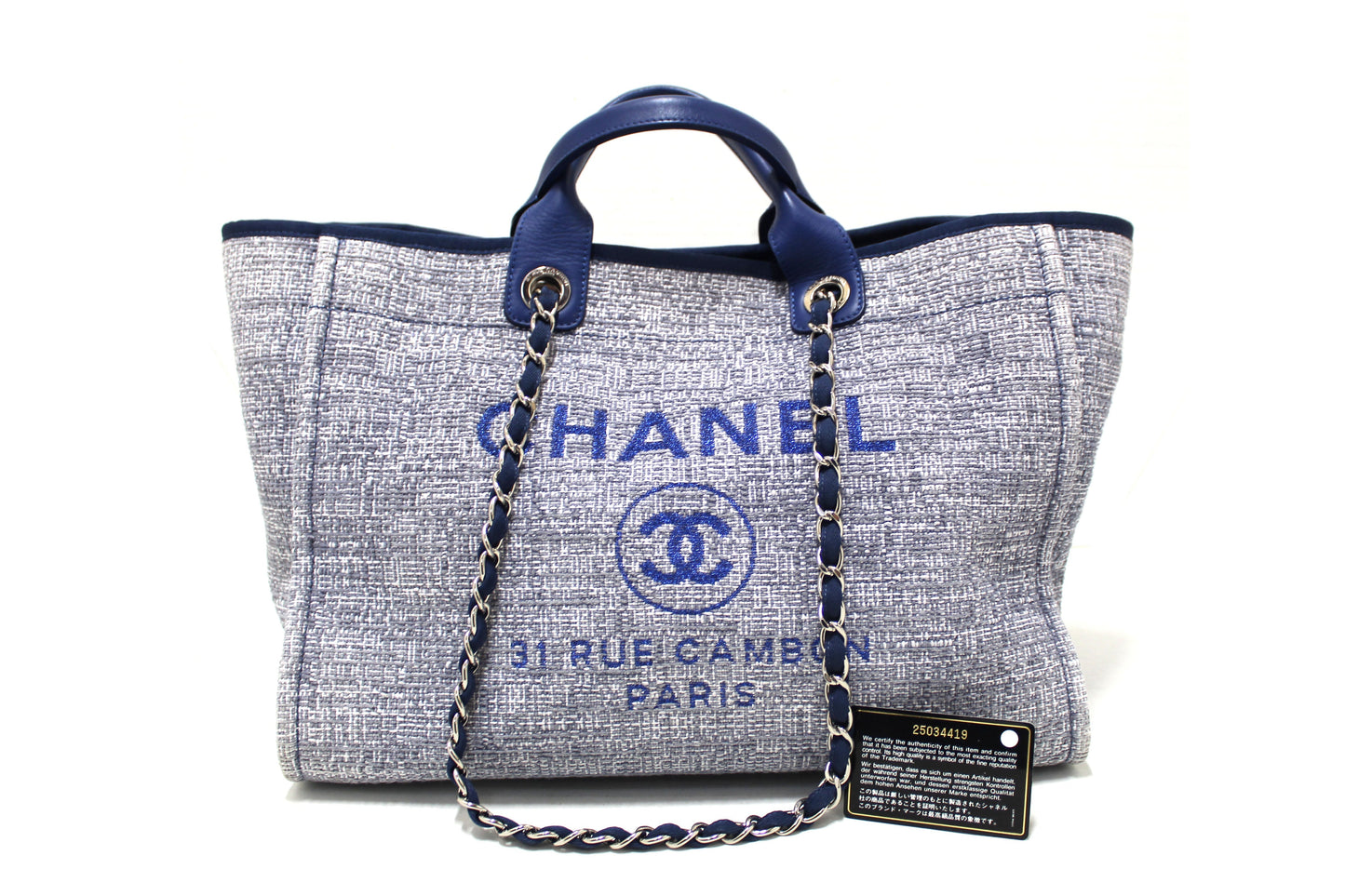 Chanel Blue Tweed Maxi Deauville Shopping Tote