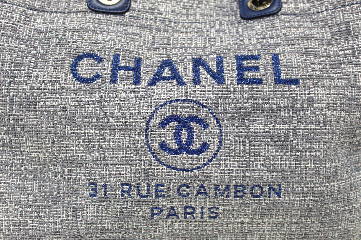Chanel Blue Tweed Maxi Deauville Shopping Tote