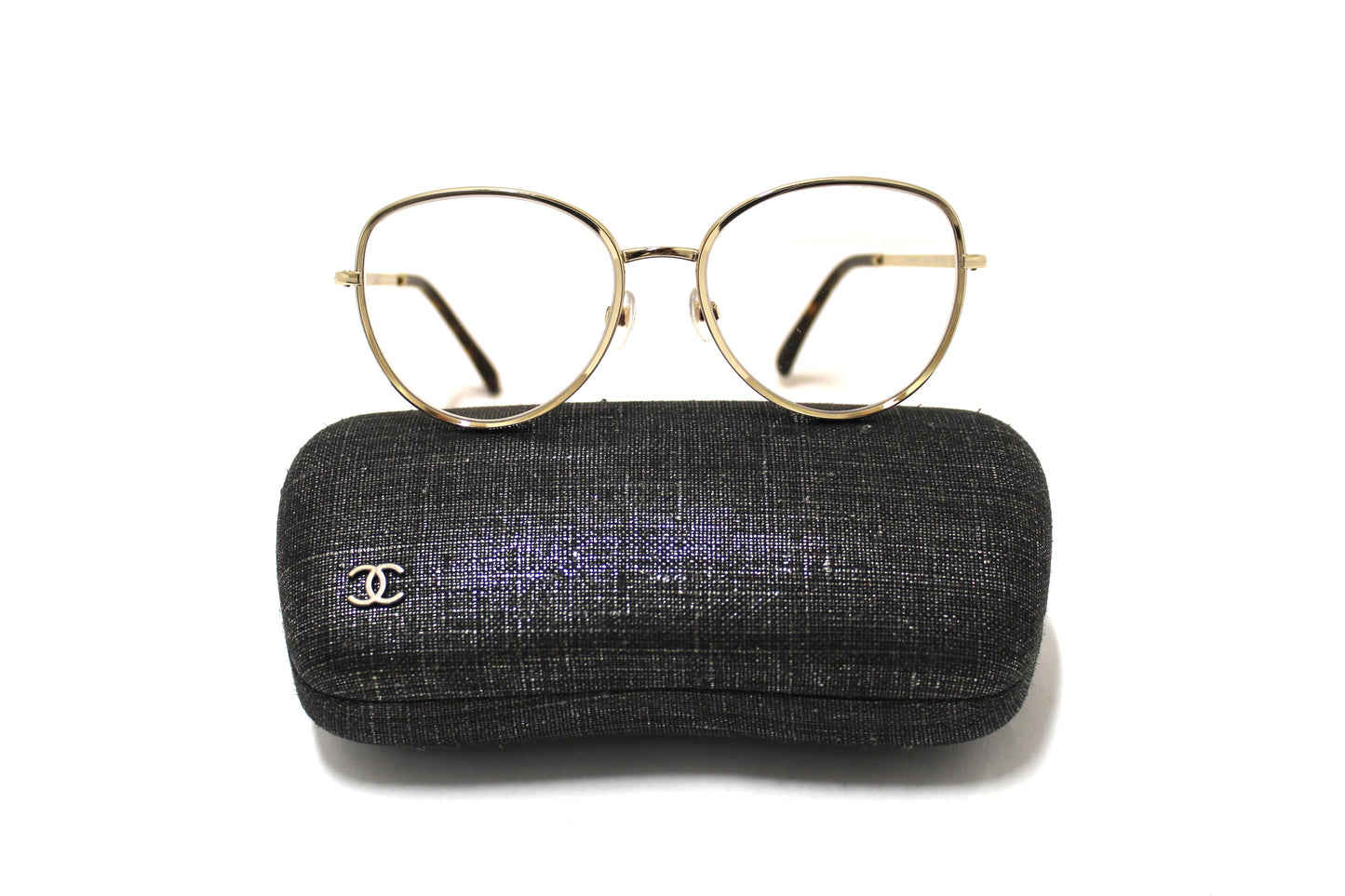 Chanel Light Gold-Tone Chain Oversize Sunglasses