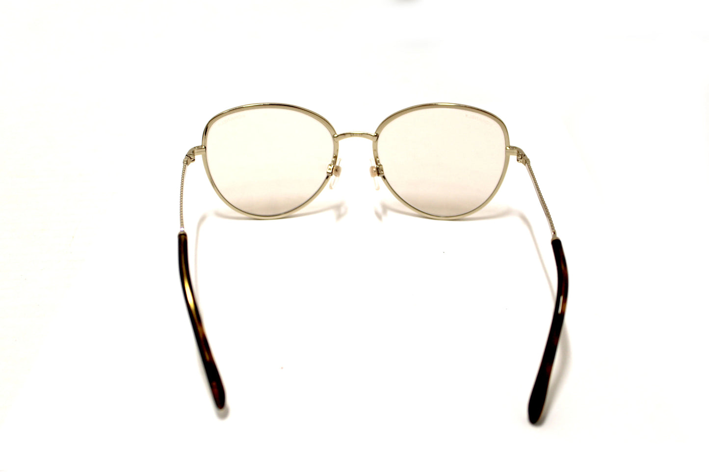 Chanel Light Gold-Tone Pearl Round Sunglasses
