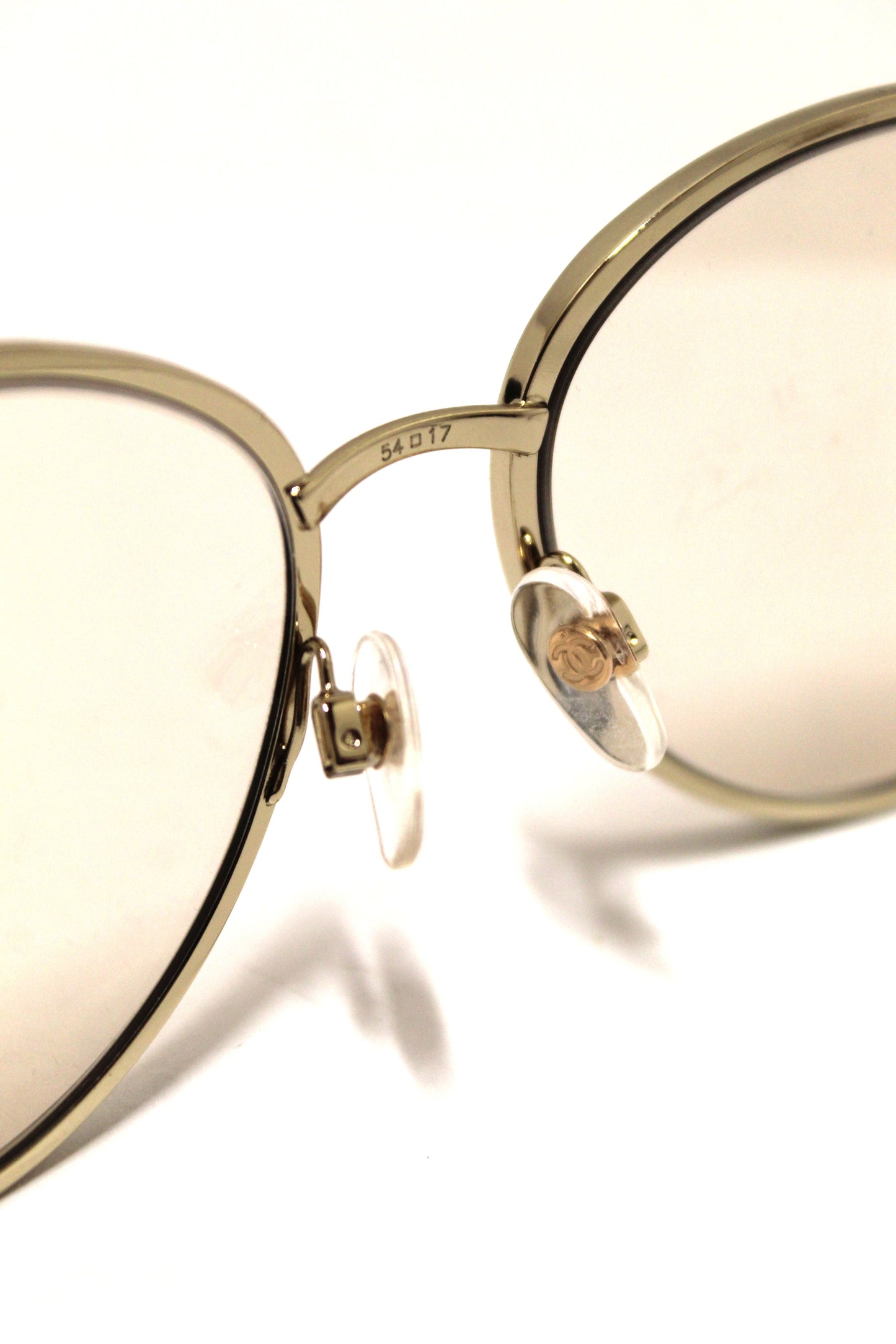 Chanel Light Gold-Tone Pearl Round Sunglasses