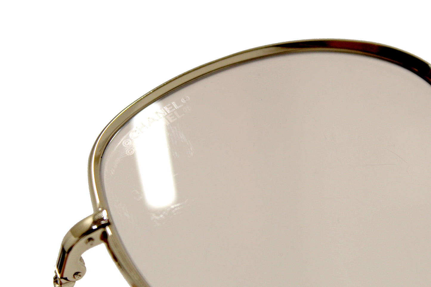Chanel Light Gold-Tone Pearl Round Sunglasses