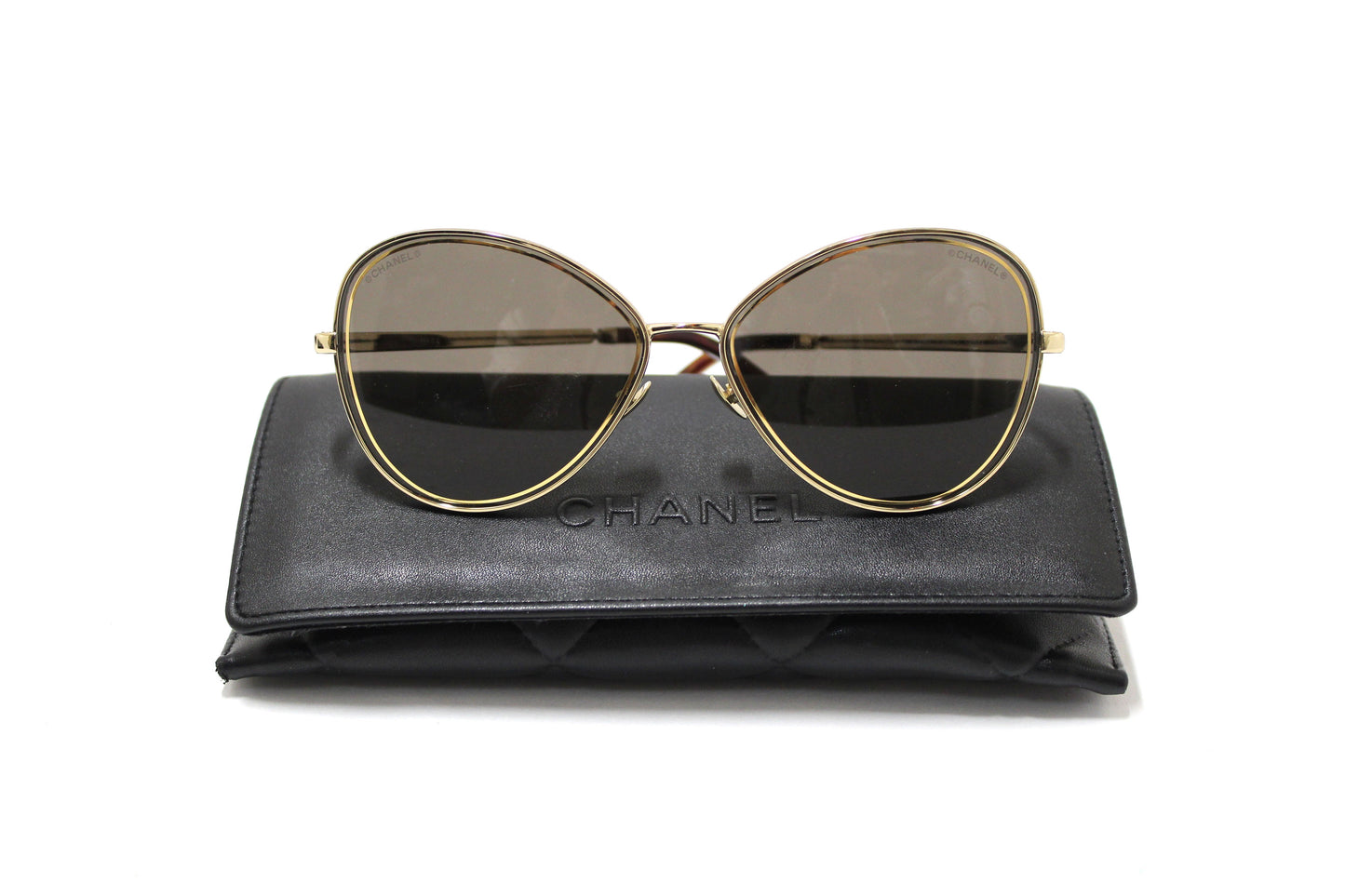 Chanel Black and Gold Oversize Sunglasses