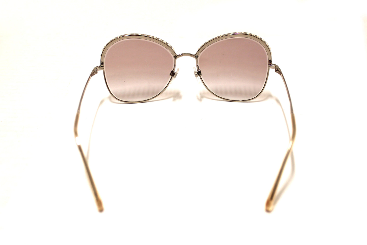 Chanel Light Gold-Tone Pearl Round Sunglasses