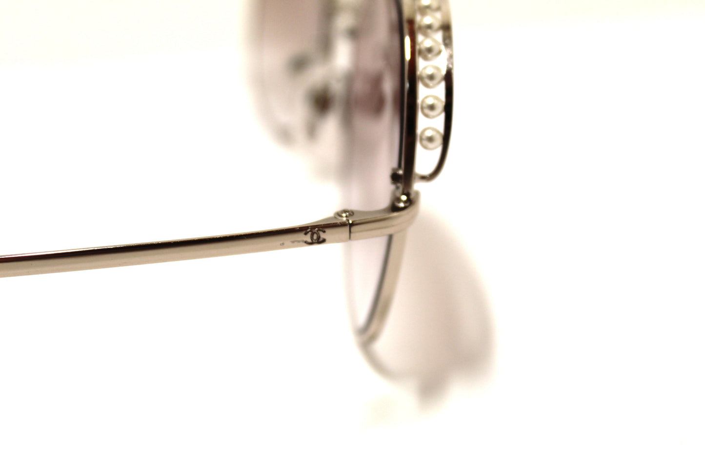 Chanel Light Gold-Tone Pearl Round Sunglasses