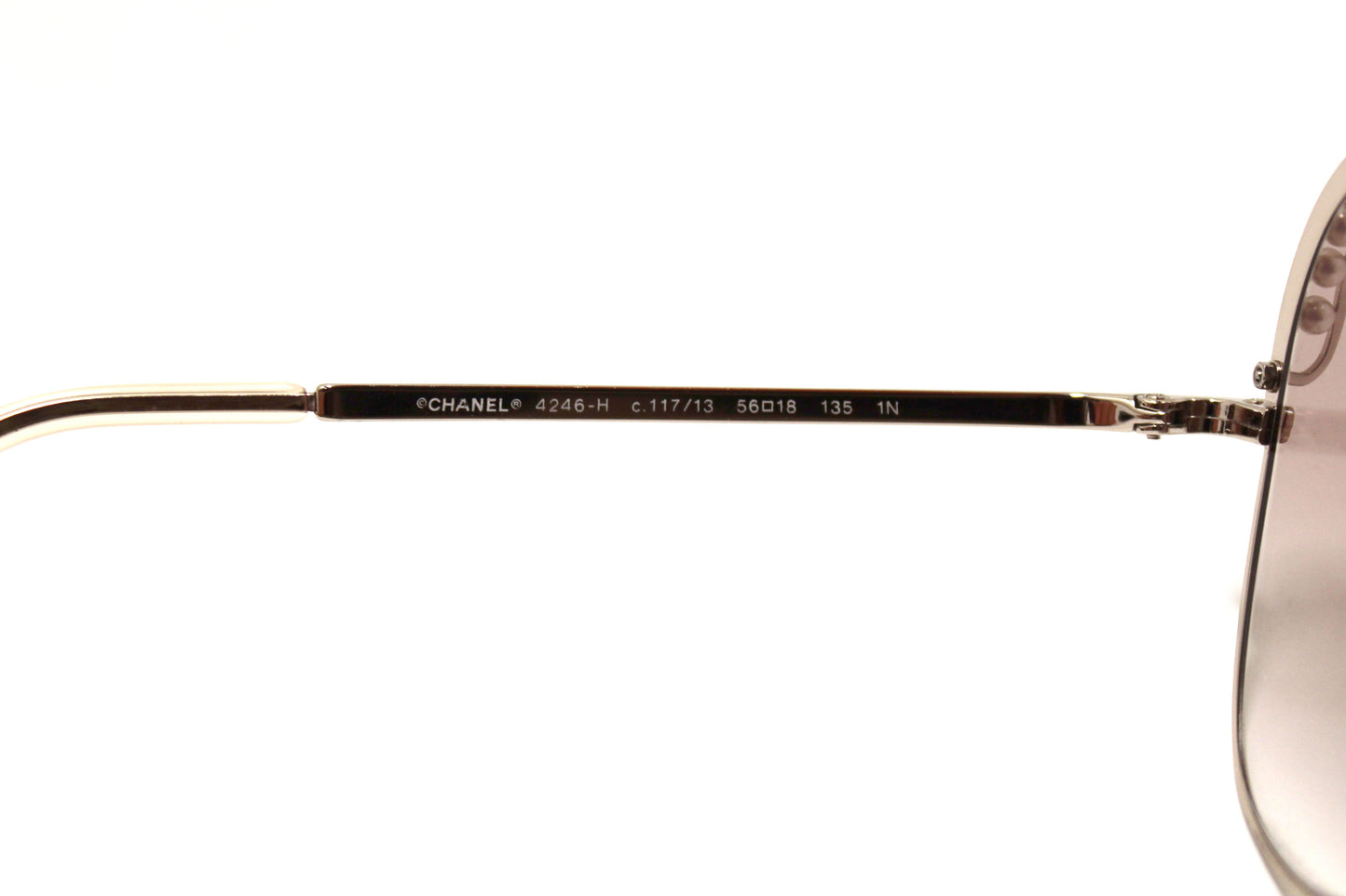 Chanel Light Gold-Tone Pearl Round Sunglasses