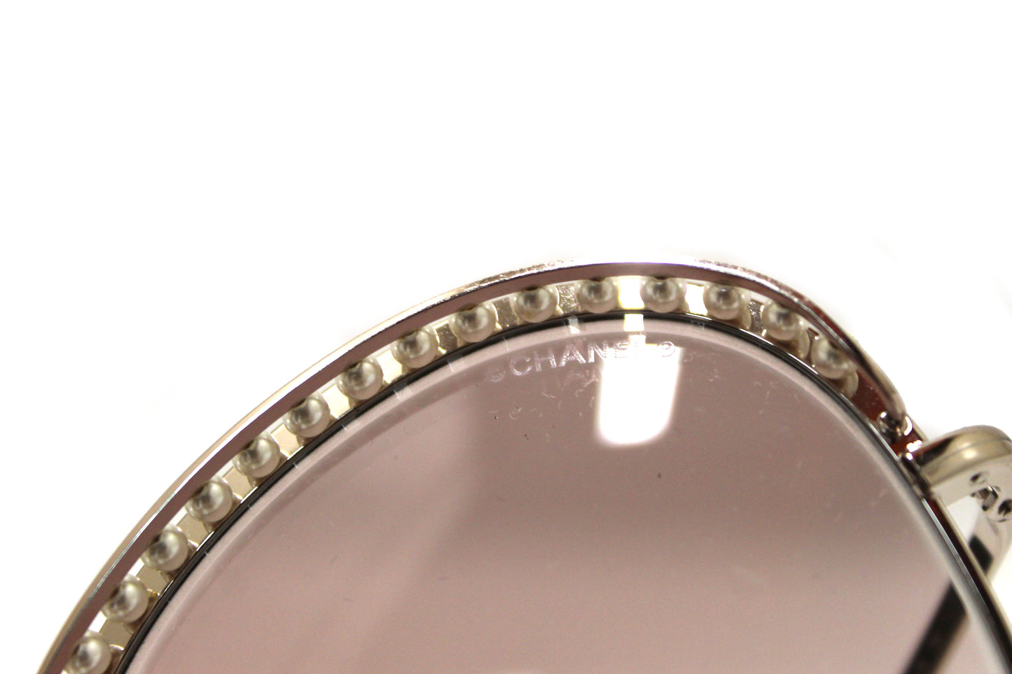 Chanel Light Gold-Tone Pearl Round Sunglasses