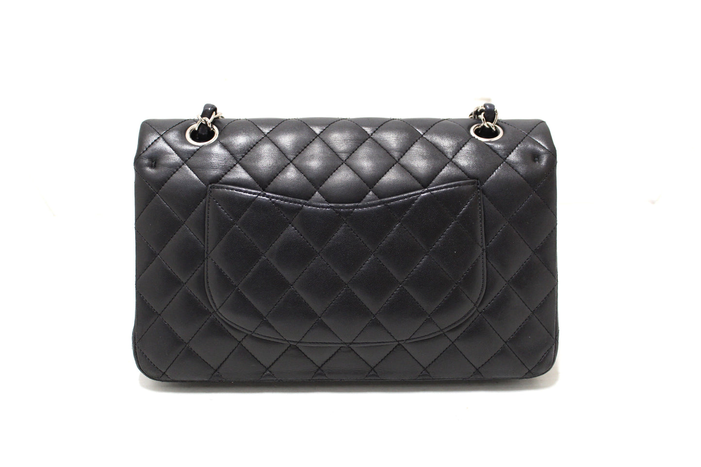 Chanel Black Lambskin Leather Medium Classic Flap Chain Bag