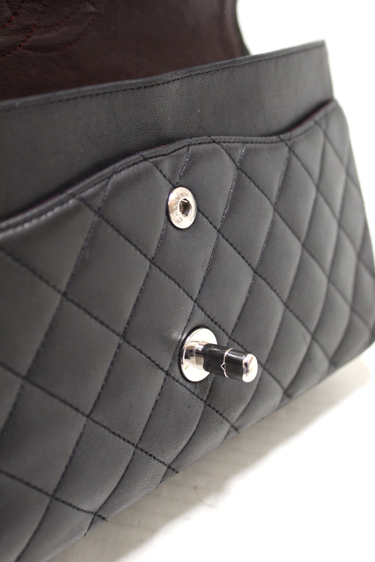 Chanel Black Lambskin Leather Medium Classic Flap Chain Bag