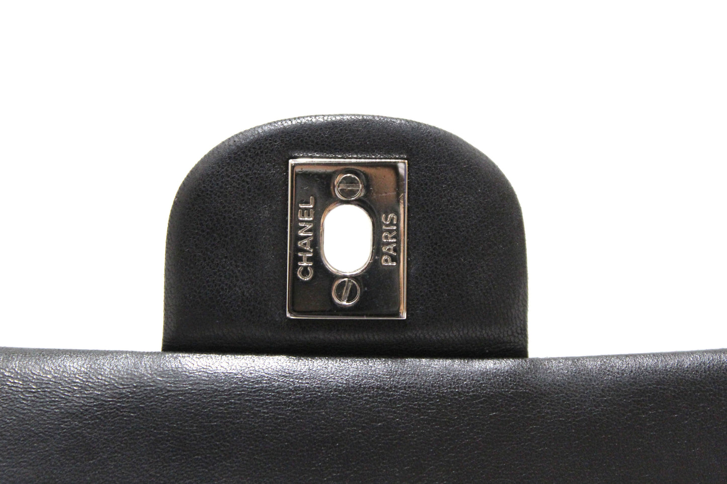 Chanel Black Lambskin Leather Medium Classic Flap Chain Bag