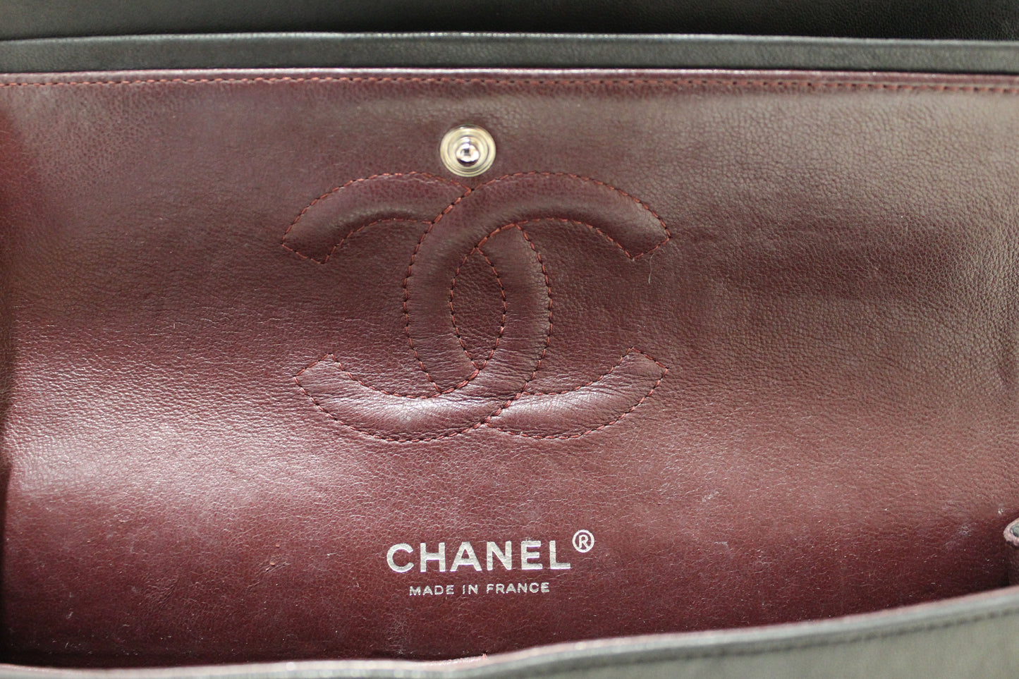 Chanel Black Lambskin Leather Medium Classic Flap Chain Bag