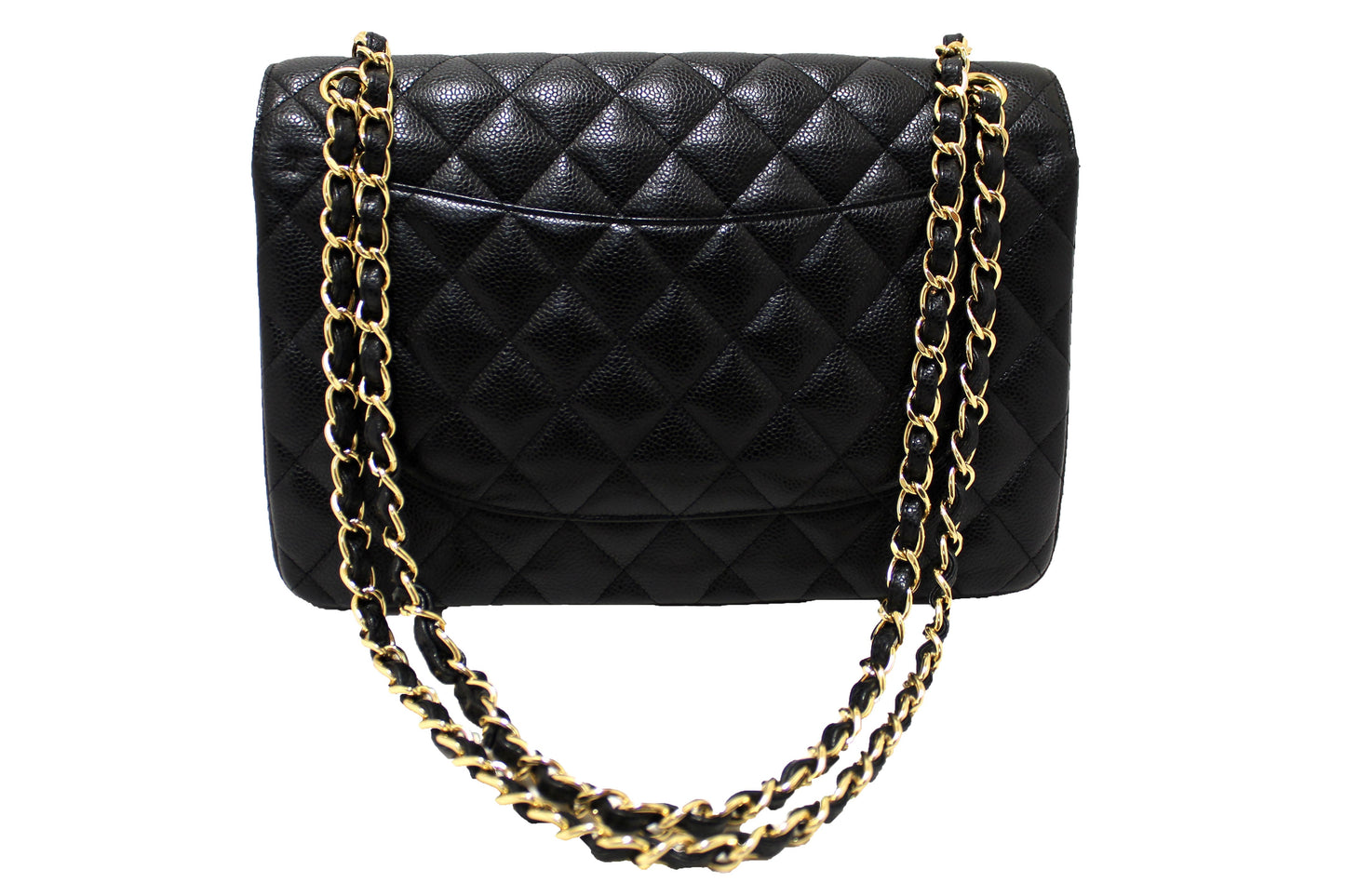 Chanel Black Quilted Caviar Leather Classic Jumbo Double Flap Bag