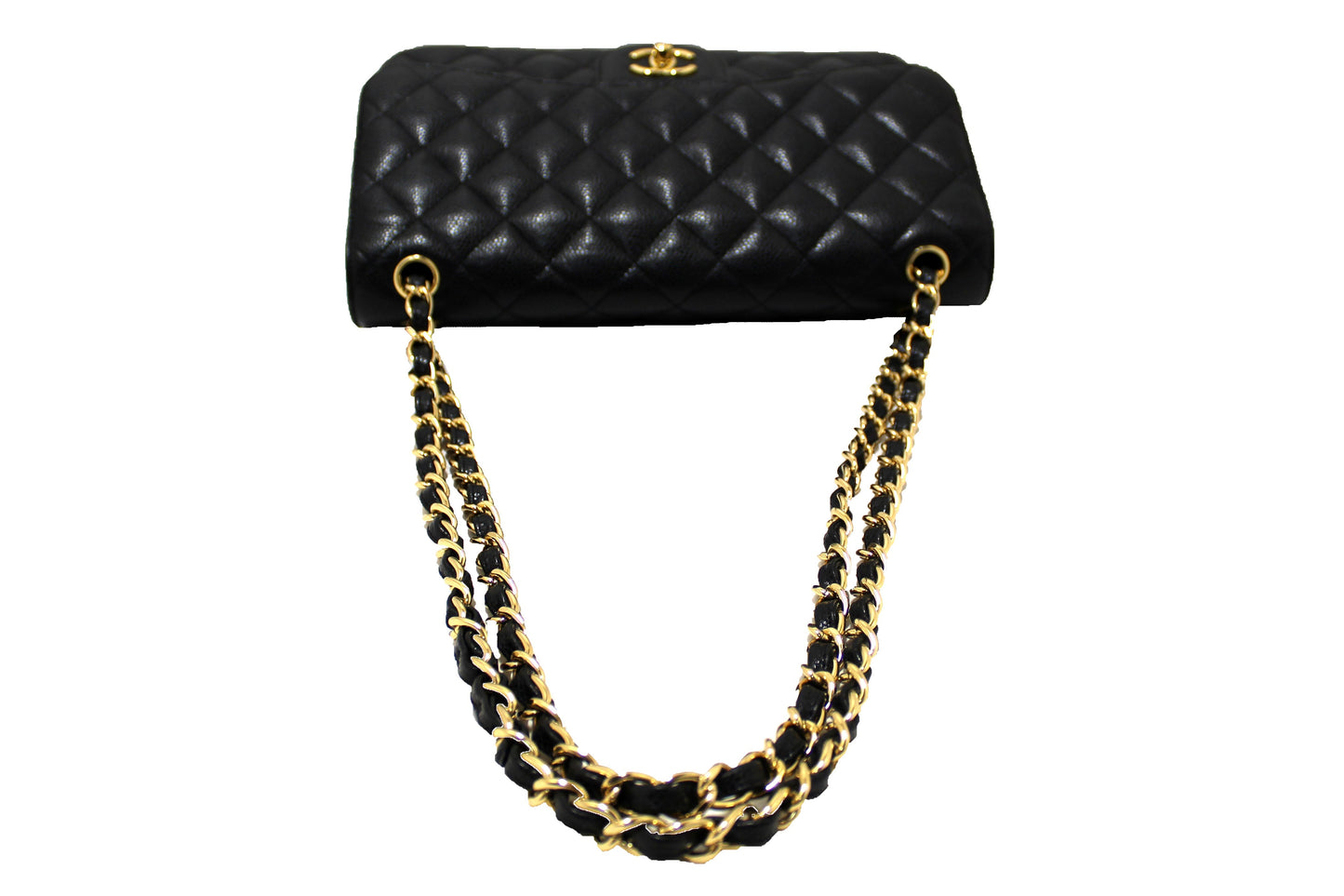 Chanel Black Quilted Caviar Leather Classic Jumbo Double Flap Bag