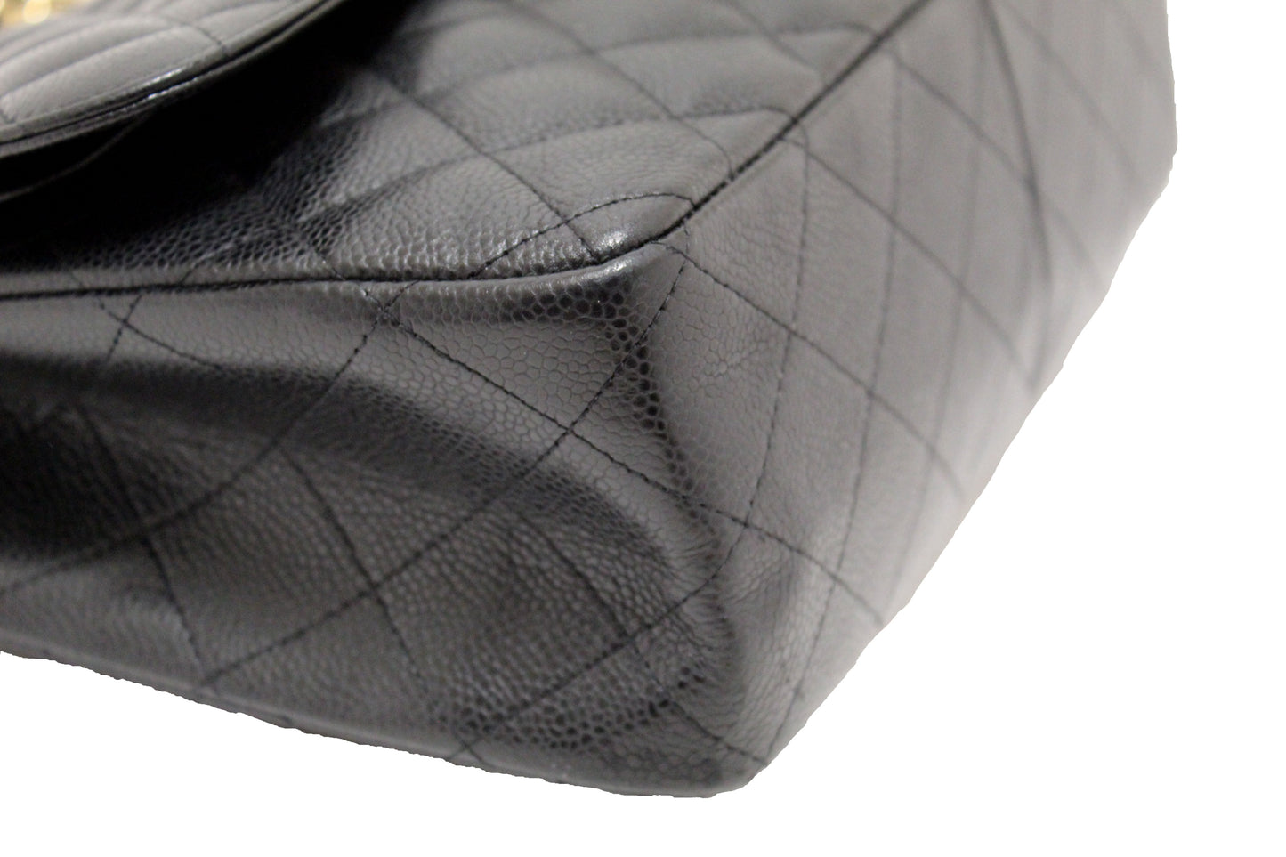 Chanel Black Quilted Caviar Leather Classic Jumbo Double Flap Bag