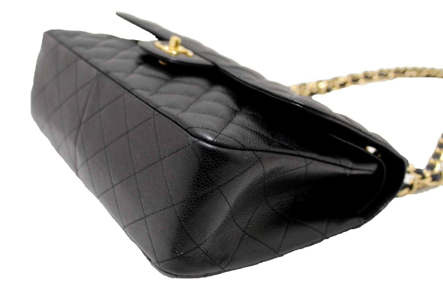 Chanel Black Quilted Caviar Leather Classic Jumbo Double Flap Bag