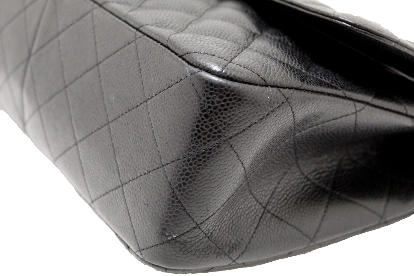 Chanel Black Quilted Caviar Leather Classic Jumbo Double Flap Bag