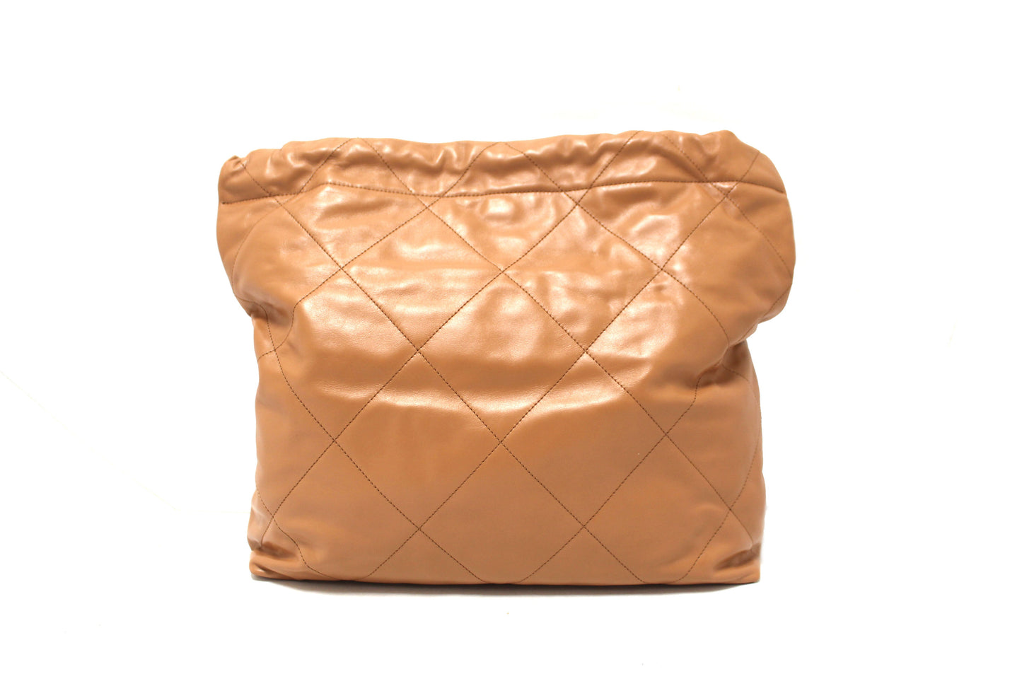 New Chanel 22 Camel Shiny Calfskin Leather Shoulder Tote Bag