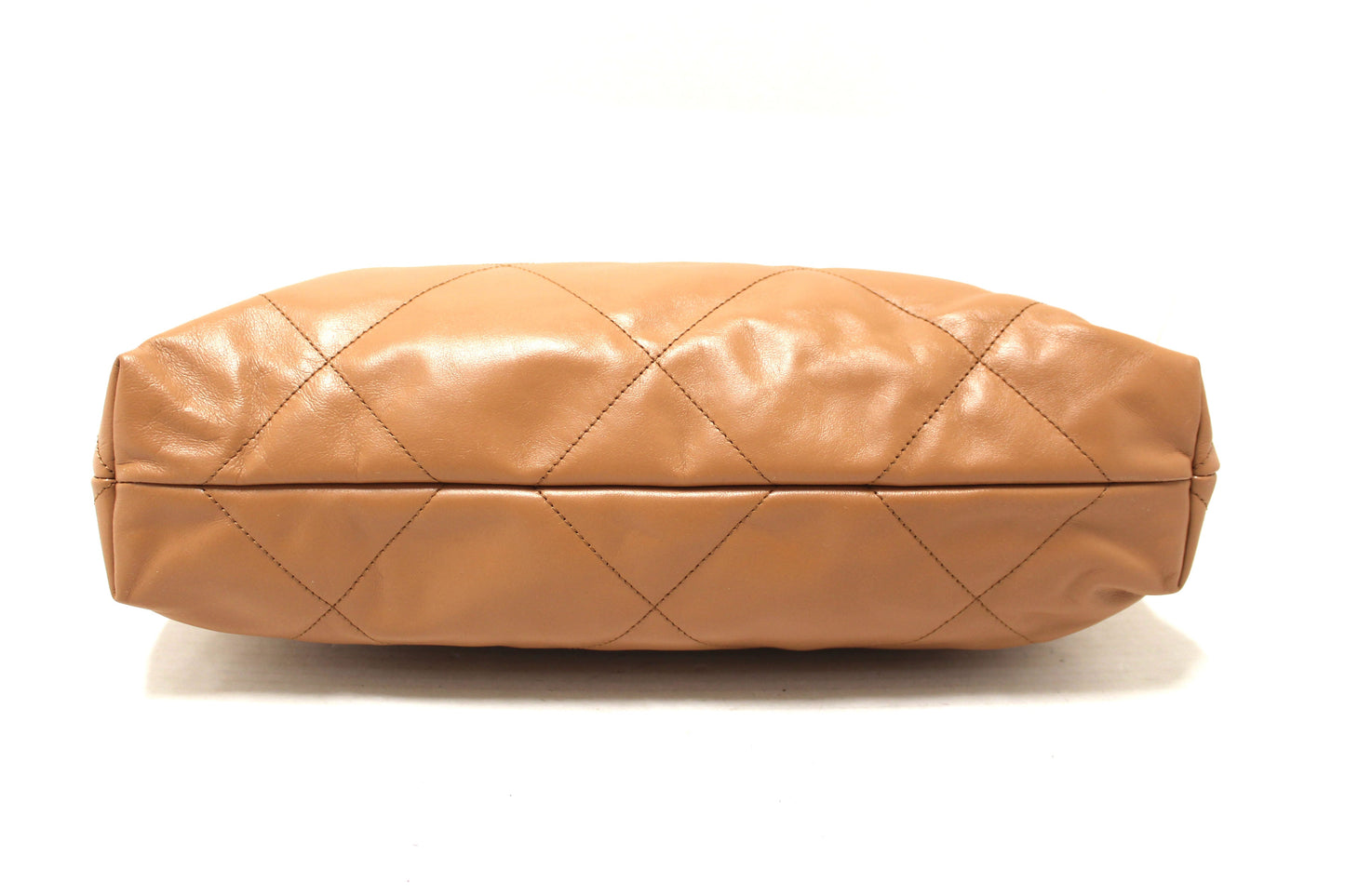 New Chanel 22 Camel Shiny Calfskin Leather Shoulder Tote Bag