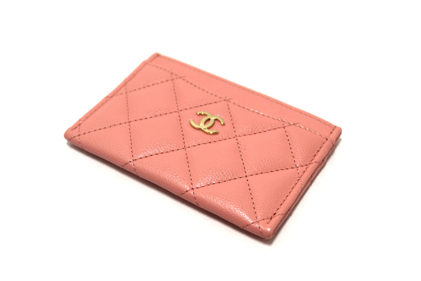 Chanel Pink Quilted Caviar Leather Card Holder