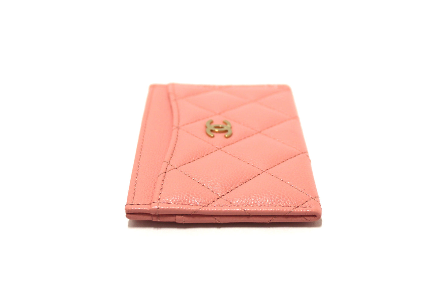 Chanel Pink Quilted Caviar Leather Card Holder