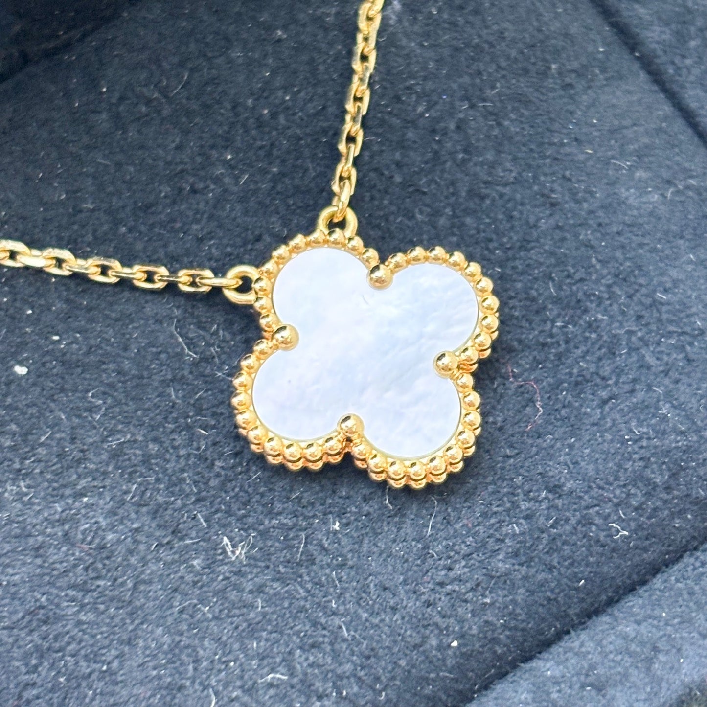 Van Cleef & Arpels VCA Vintage Alhambra Pendant Necklace with White Mother of Pearl MOP in 18K Yellow Gold (Ref: VCARA45900)
