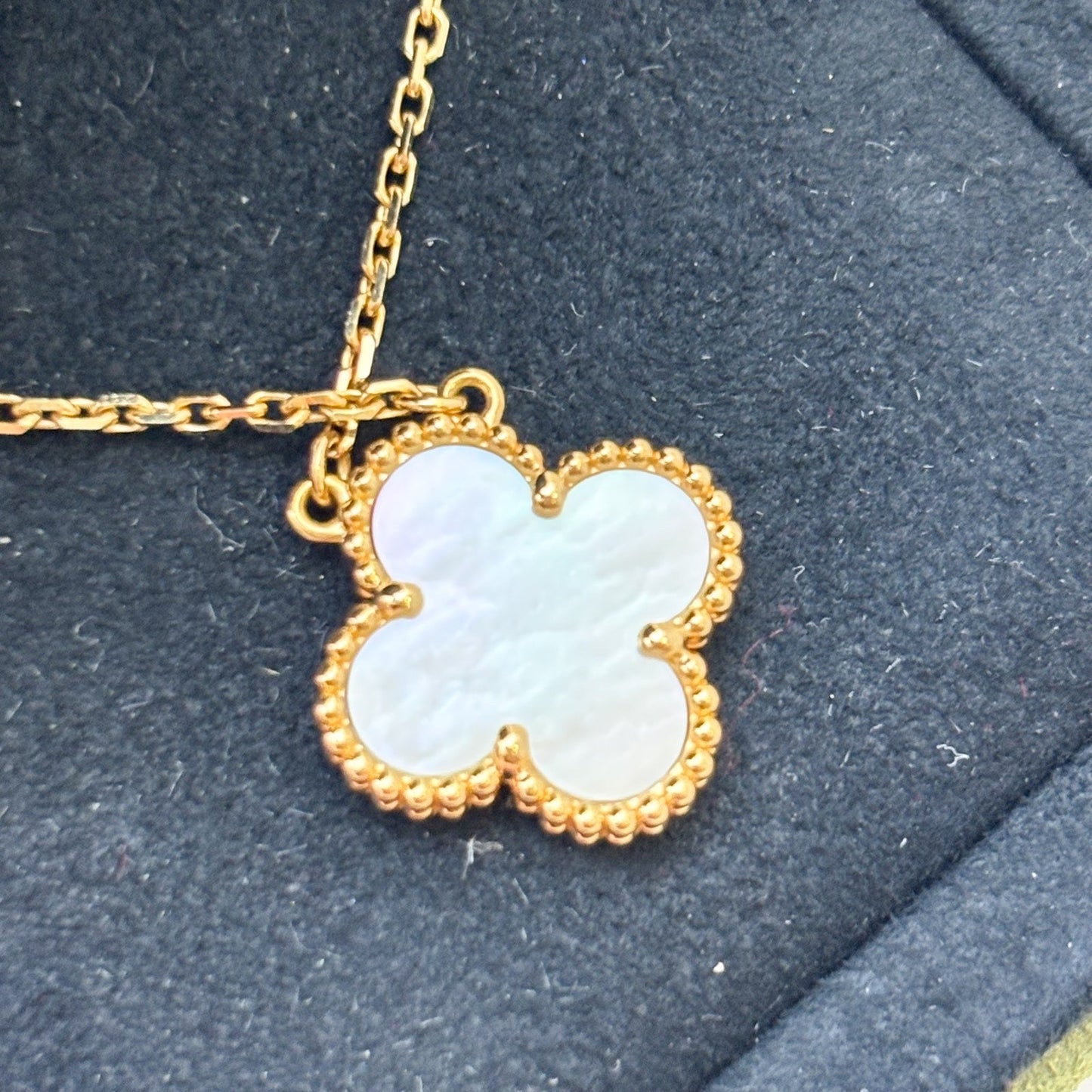 Van Cleef & Arpels VCA Vintage Alhambra Pendant Necklace with White Mother of Pearl MOP in 18K Yellow Gold (Ref: VCARA45900)
