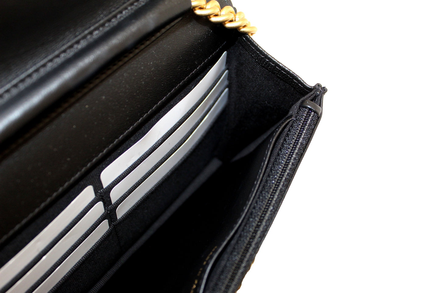 Chanel Black Caviar Quilted Leather Boy Wallet On Chain WOC