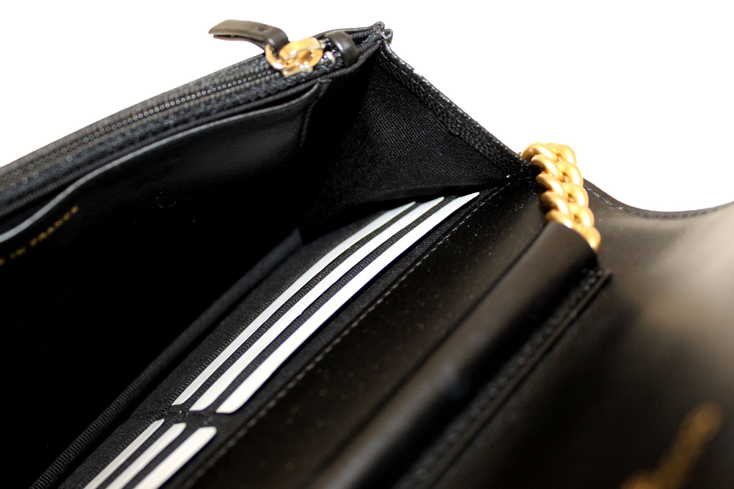 Chanel Black Caviar Quilted Leather Boy Wallet On Chain WOC