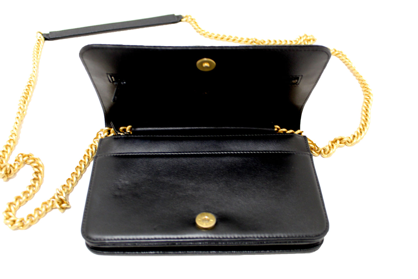 Chanel Black Caviar Quilted Leather Boy Wallet On Chain WOC