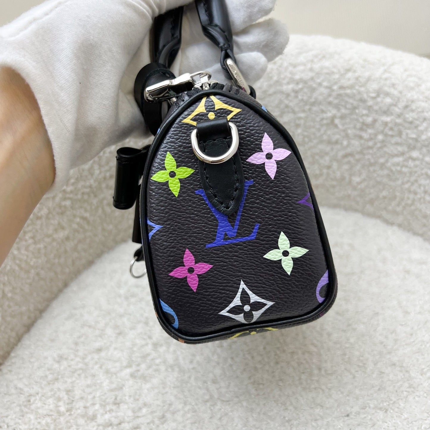 LV Louis Vuitton x Takashi Murakami Nano Speedy in Multicolore Noir Monogram Canvas and GHW