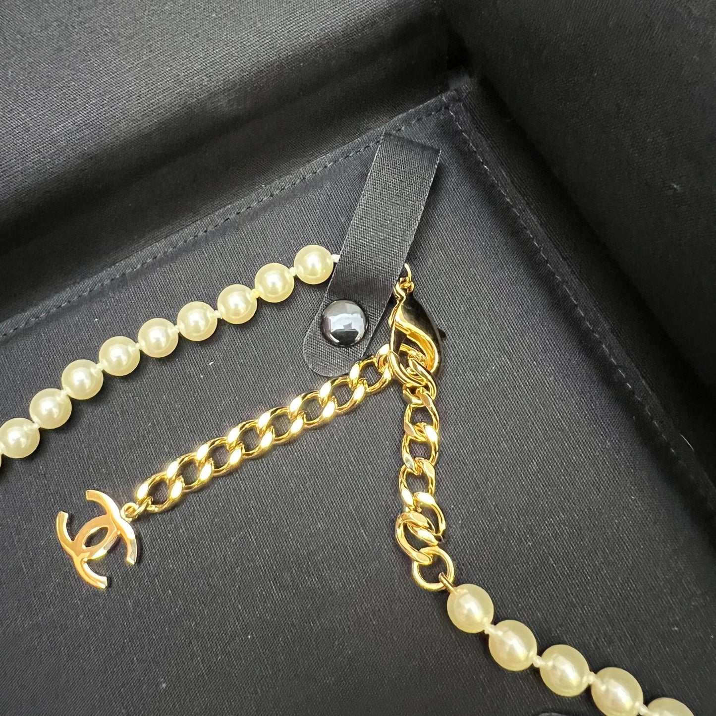 Chanel 24A Pin Design Chain Belt with Pearls in GHW (ABD711)