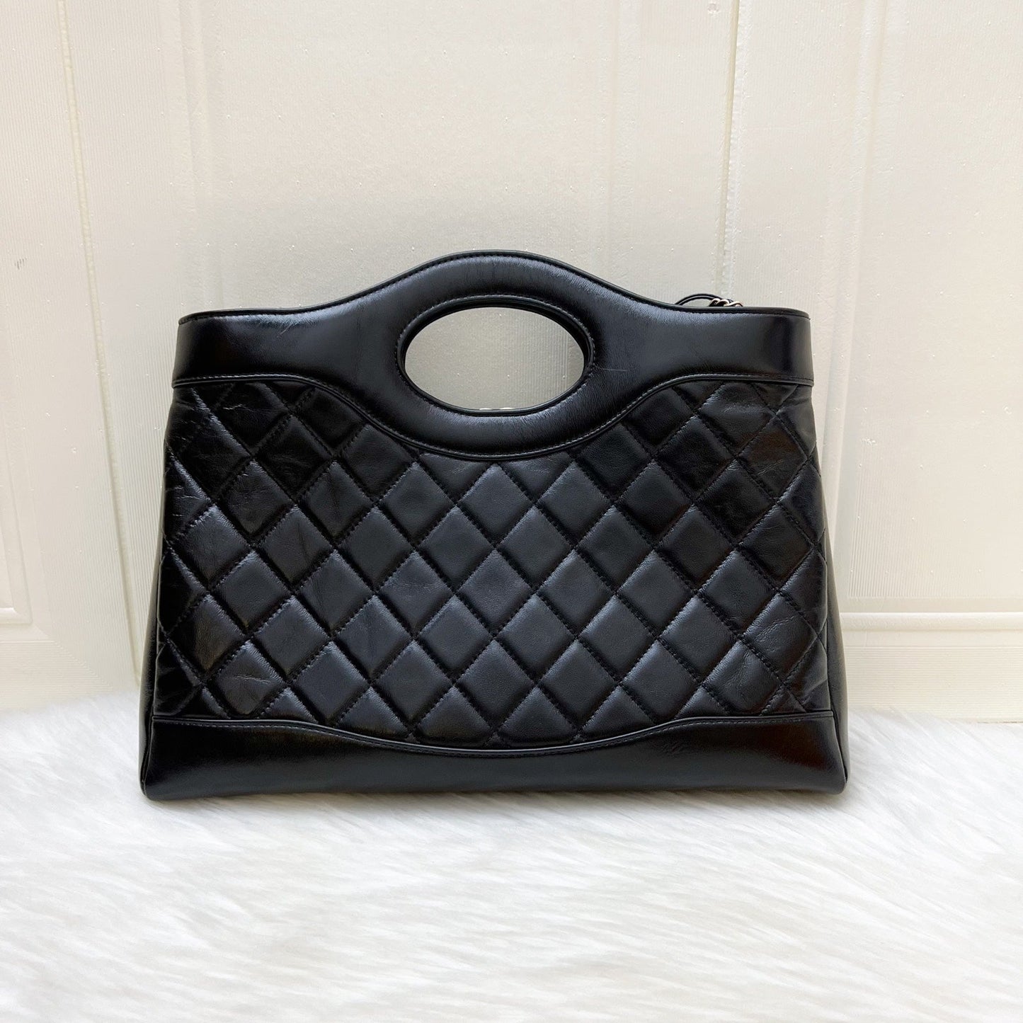 Chanel 31 Medium Shopping Bag in 24S Black Shiny Calfskin and LGHW (Model: AS4854)